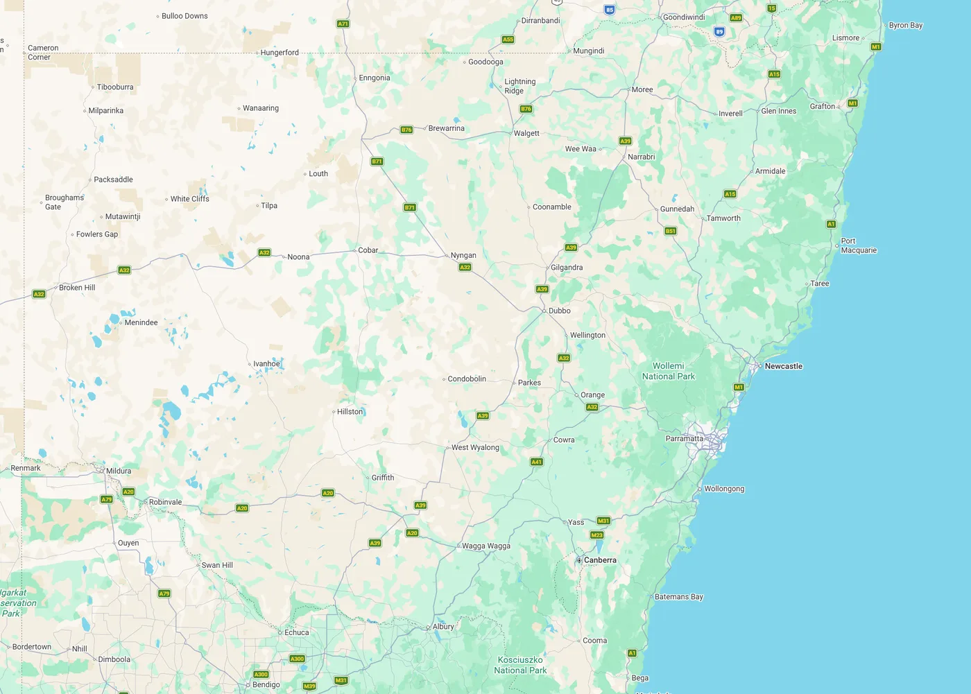 Map of New South Wales showing Maddimax club locations.